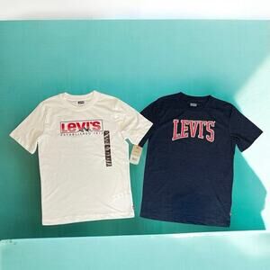 Levi's White & Navy Blue T-shirts Short Sleeve Bundle NWT Boy’s Size 14-16